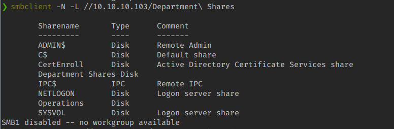 SMB Anonymous Login