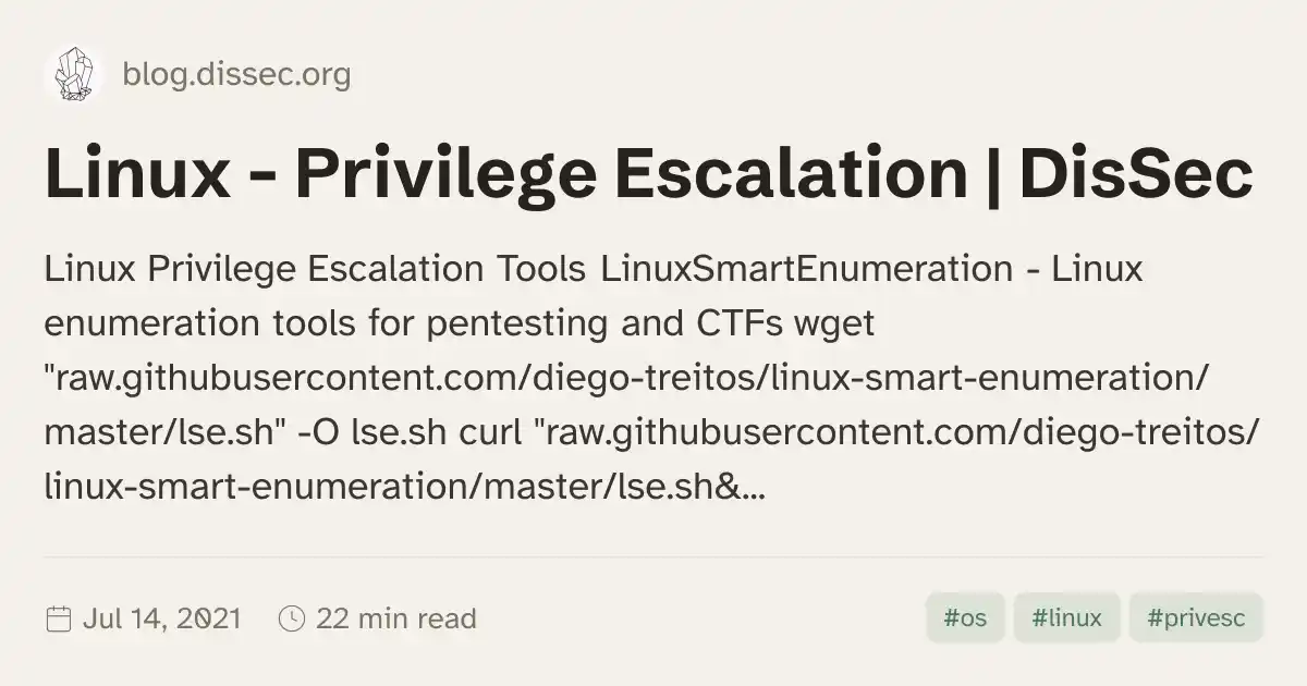 Linux - Privilege Escalation | DisSec